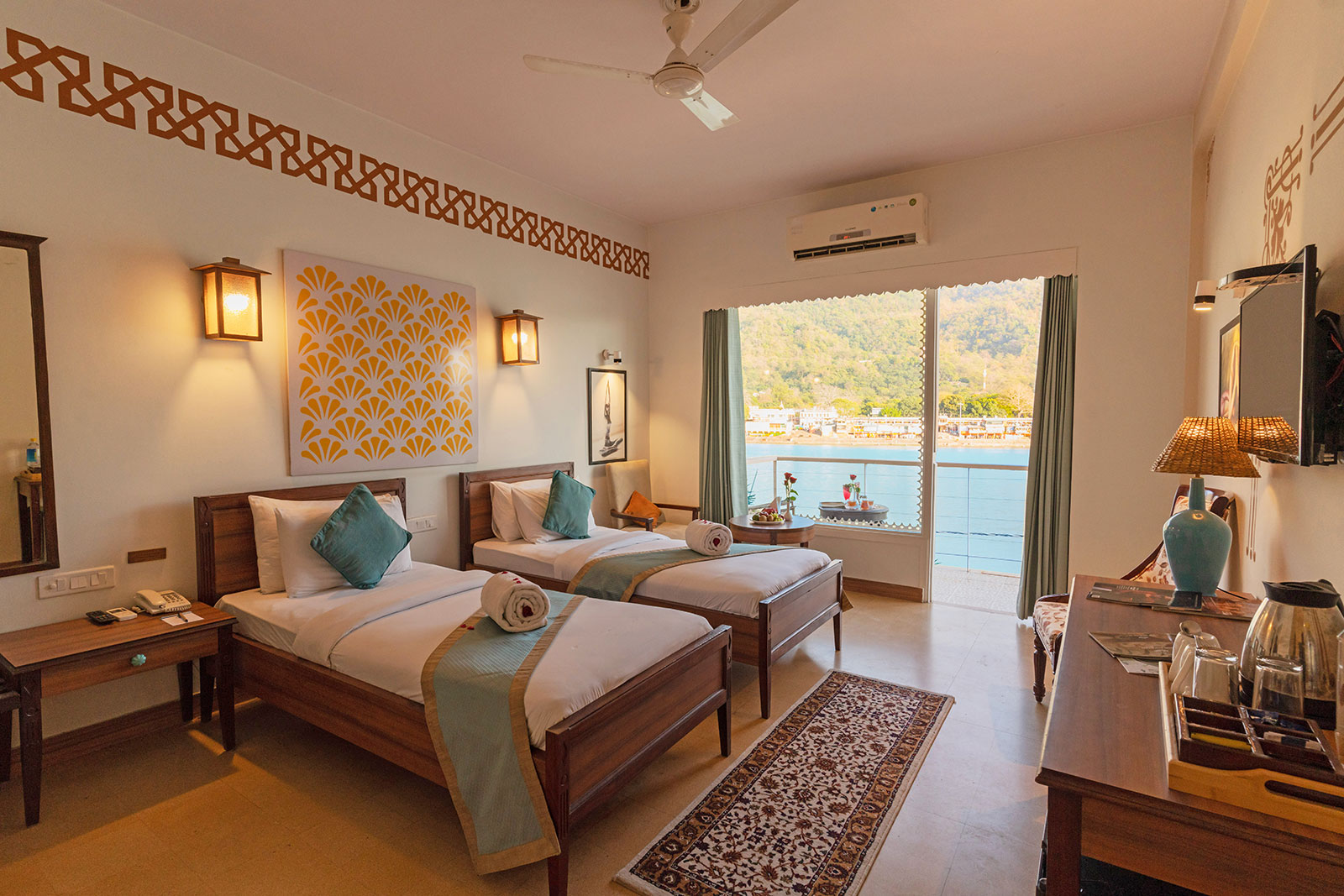 Premium Ganga View Room at Yog Niketan in Rishikesh India