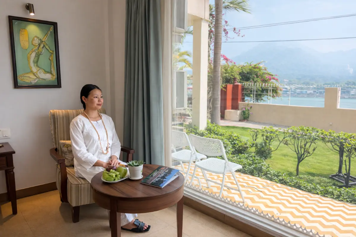 Deluxe Ganga View Room at Yog Niketan in Rishikesh India