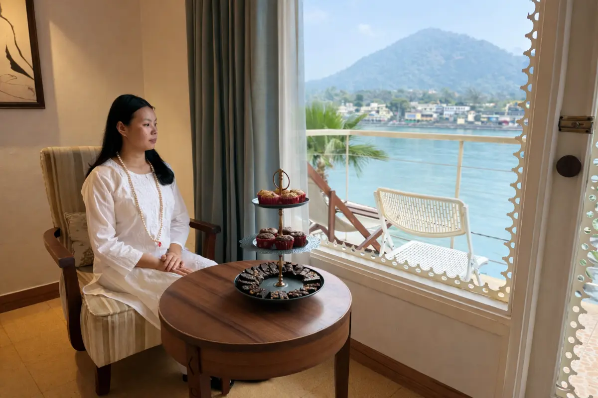 Premium Ganga View Room at Yog Niketan in Rishikesh India