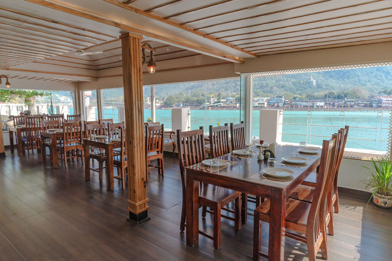 Dining at Yog Niketan by Sanskriti Ramjhula Rishikesh India